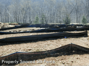 Properly spaced silt fence