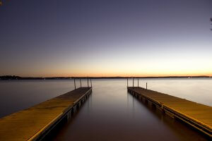 Lake Kegonsa State Park docks at dusk