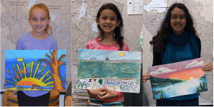 Elia, Zuri, and Thavida, the My Favorite Lake art contest winners.