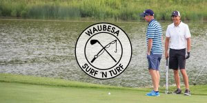 Waubesa Surf 'n Turf two men golfing near water