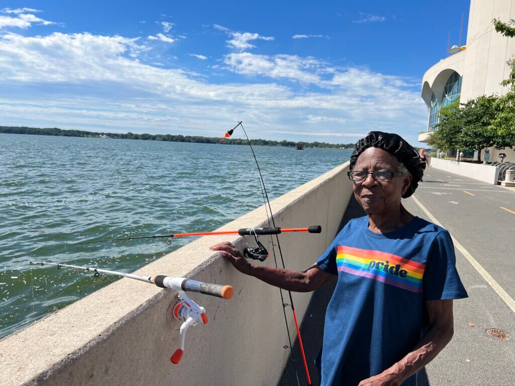 Sandra Terrell fishing Lake Monona