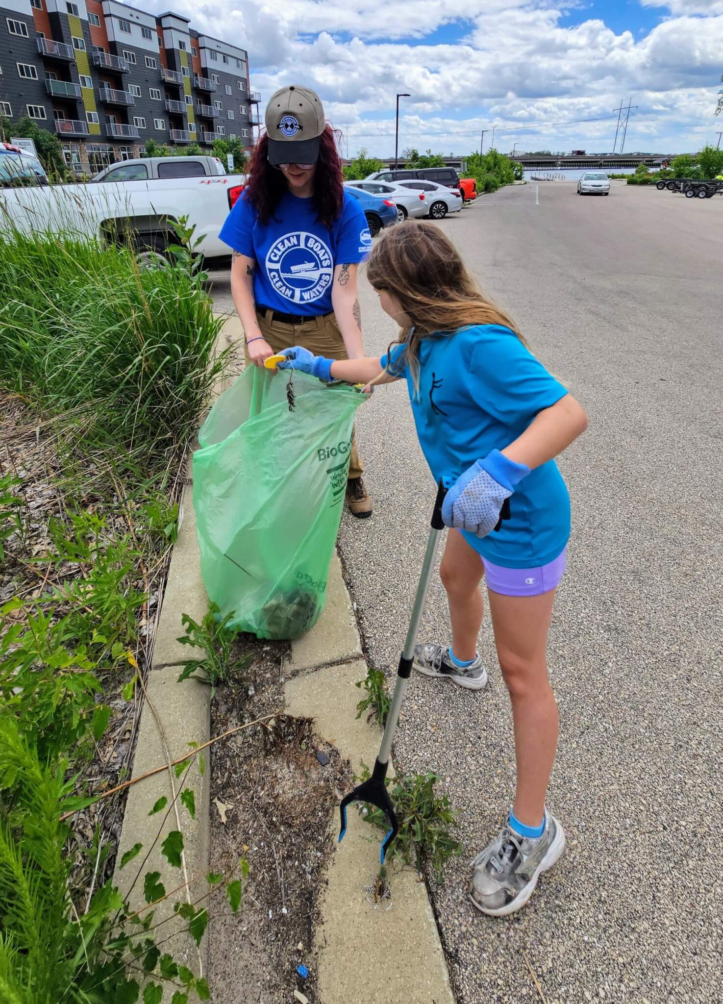Picking up trash at Lottes Park in Monona, WI