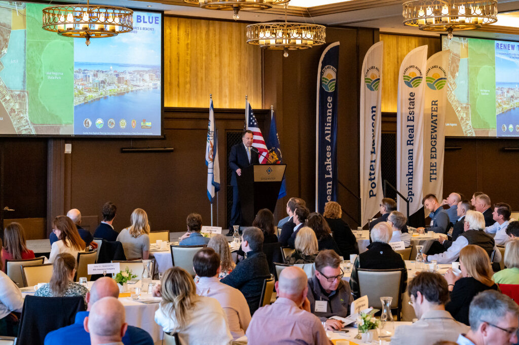 James Tye, Executive Director of Clean Lakes Alliance, speaks at the State of the Lakes event